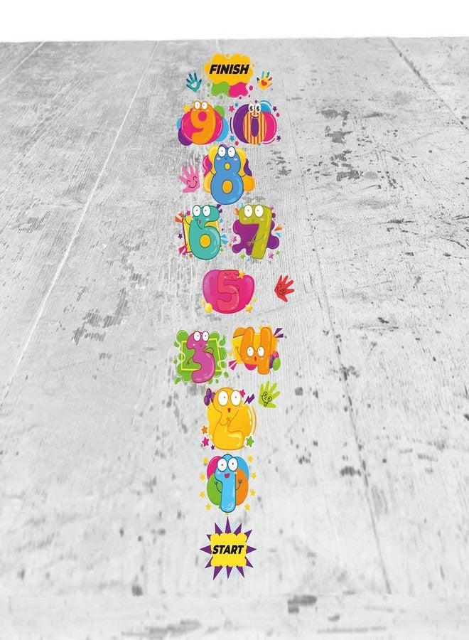 CVANU Hopscotch Game Stickers Number Jumping Grid Game Colourful Hands Funny Face Design Floor Decals PVC Vinyl for Children Living Room, Home and Play School, Multicolour, Size (26.5x88) inch - Image 1